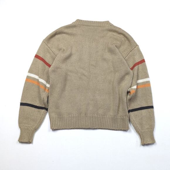 Vintage Colter Bay Cardigan Adult Size Medium Tan Animal Patch Sweater - Picture 4 of 6